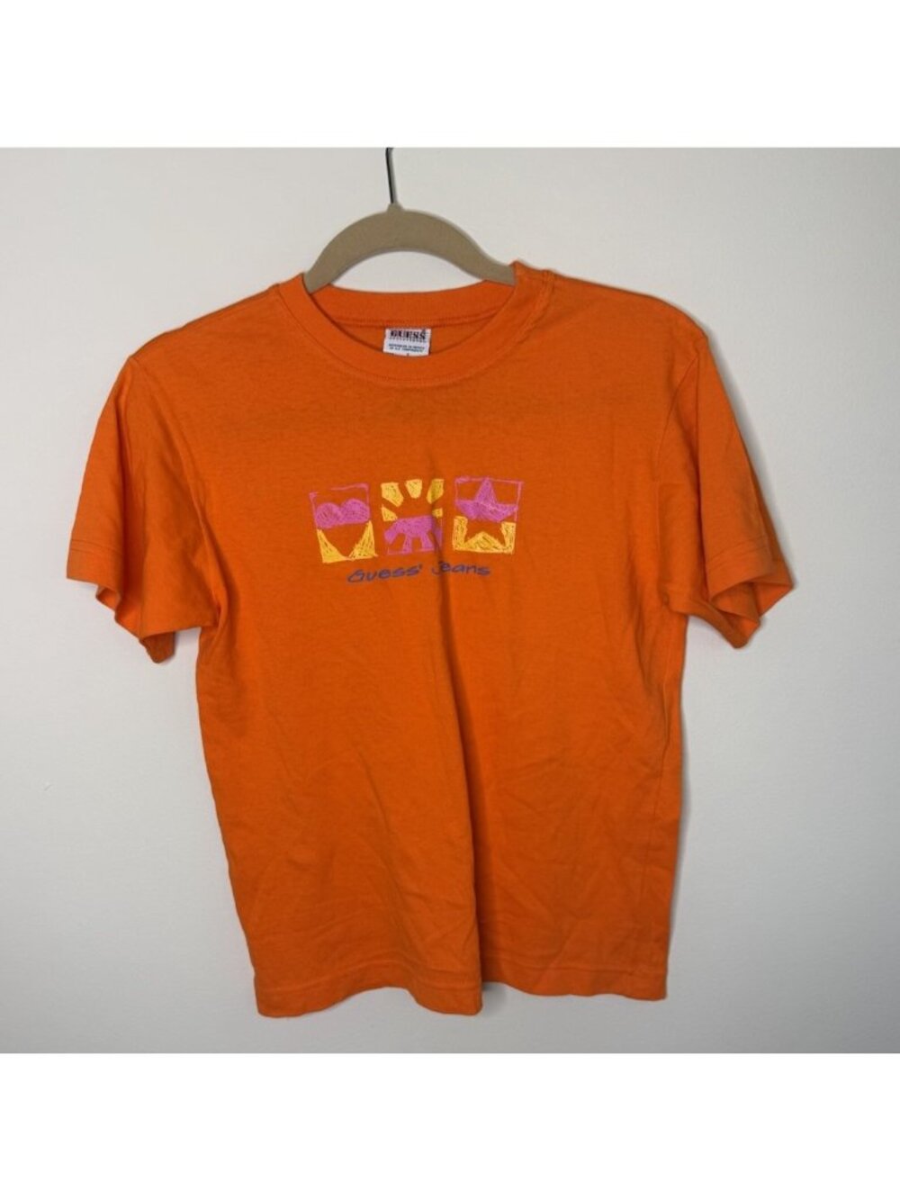 Vintage 90s GUESS JEANS T Shirt Top Baby Cropped Spell Out